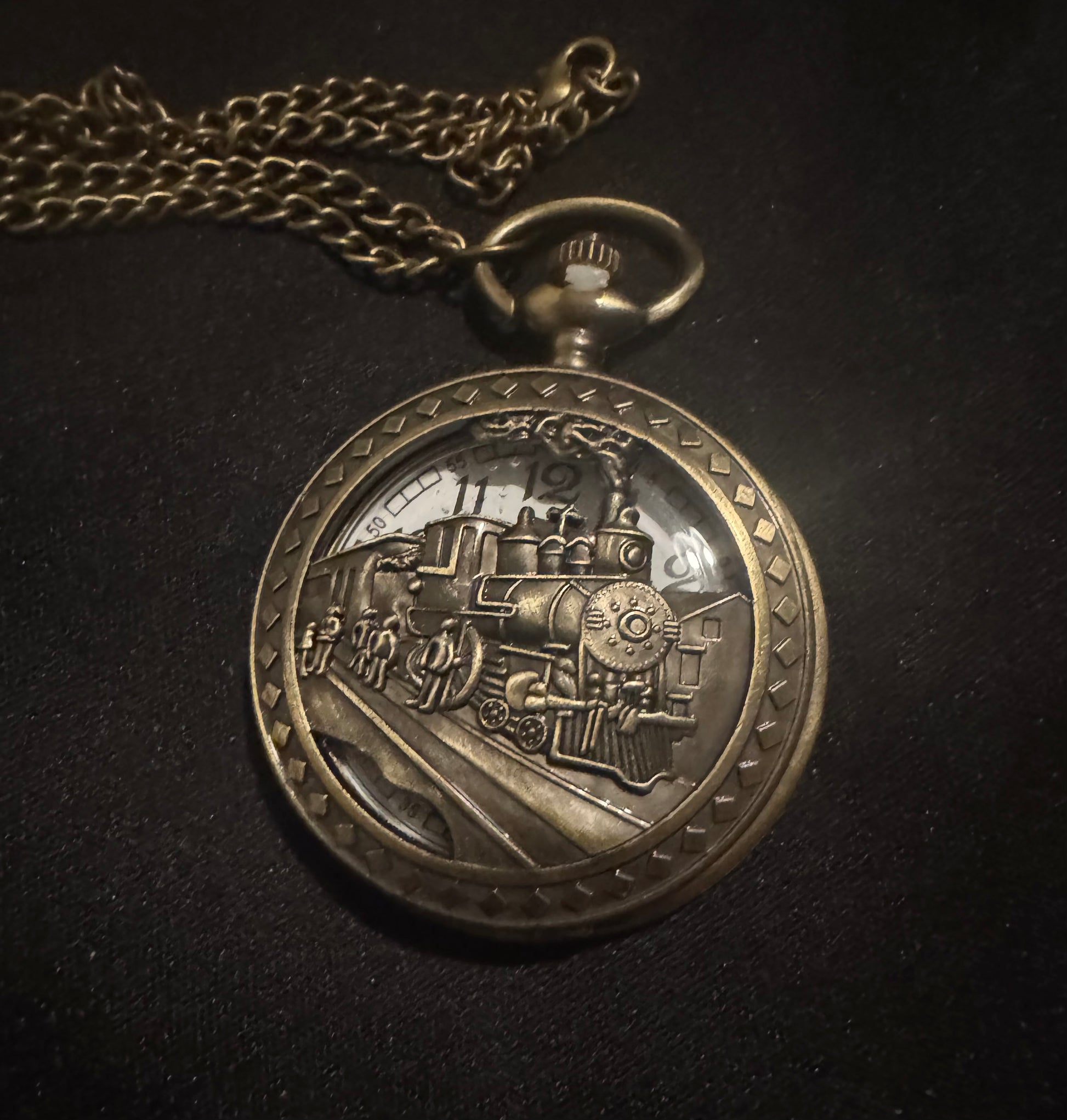 Vintage Steam Engine Pocket Watch