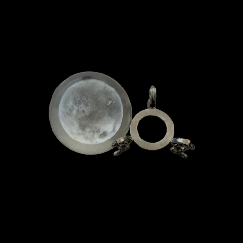 3D Engraved Full Moon Glass Orb with Display Stand