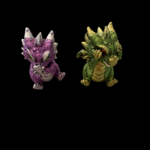 Green & Purple Fantasy Dragon Ornaments
