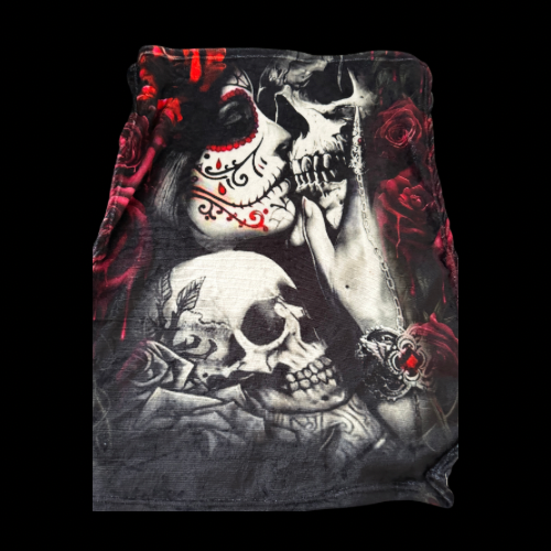 Gothic Skull Lovers Embrace Blanket